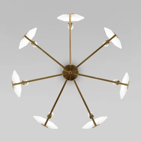 Потолочная люстра Wi-Fi на штанге Eurosvet Marble 60158/7 латунь (220V, управление смартфоном, голосовое управление, умный дом - Minimir Home, Алиса, Маруся, Салют)