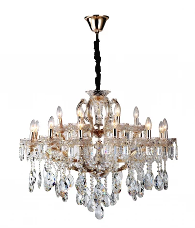 Подвесная большая люстра Dio D'Arte Infinito E 1.1.18.600 G (220V, хрусталь, на цепи, подсвечник, свеча)