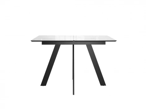 Стол DikLine DKD140 керамика 140(180)х80, Carrara Gloss (мрамор глянец белый), опоры черные (2уп.) 00-00085034