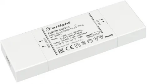 Блок питания ARV-SP-48060-FLAT-PFC (48V, 1.25A, 60W) (Arlight, IP20 Пластик, 5 лет) 052081