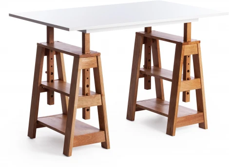 Стол Письменный Jimmi дерево гевея, МДФ, 120 x 75 75-90см, White (Белый) / Natural (натуральный) Tetchair 15108