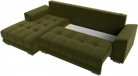 Диван угловой НордСтар левый угол (Зеленый/Микровельвет) Лига Диванов арт.121114L