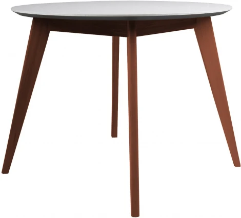 Стол R-Home Лунд круглый д.960 мрамор Бьянко Темный орех