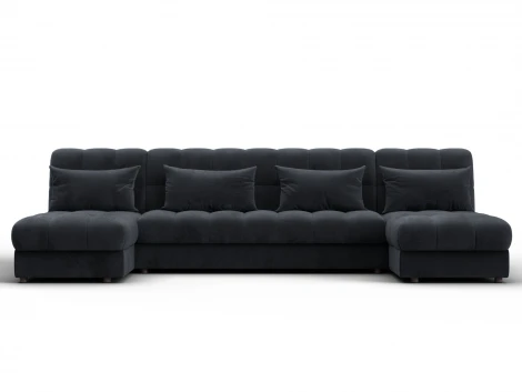 Диван П-образный Лига-116 НПБ (ДСП,ЛДСП,Велюр/Темно-серый) Лига Диванов 137313