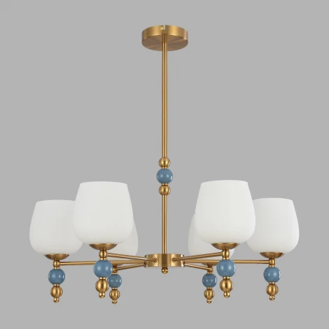 Потолочная люстра на штанге Lumion Lolita 8426/6C бронза/белый/синий, металл/керамика/стекло E27 6*60W 220V