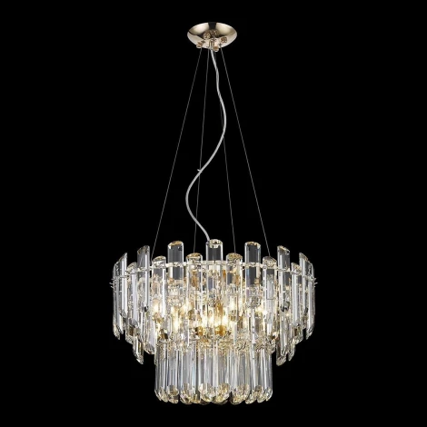 Подвесная люстра ярусная Wertmark Lazzara WE107.09.303 (220V, хрусталь, на тросе, круглые)