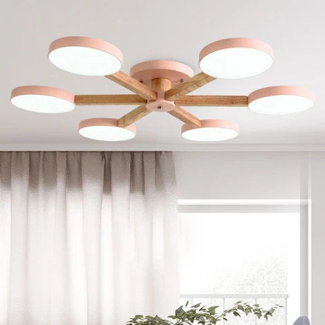 Потолочная люстра Wi-Fi на штанге Turna 6 Pink By ImperiumLoft Turna01 (LED, 220V, пульт управления, голосовое управление, умный дом - Алиса)