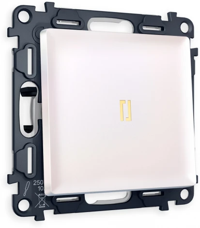 Комплект механизма Ambrella Volt 1-клавишного проходного выключателя с подсветкой 3200K ALFA MA202030 Жемчуг QUANT