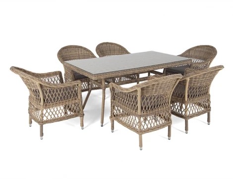 Обеденная группа из искусственного ротанга на 6 персоны, цвет соломенный 4SIS Амароне AmC6T-7-SET