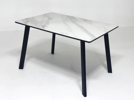 Стол ТИК ТАК 90 цвет Белый мрамор активный, керамика / Черный каркас M-City 64585