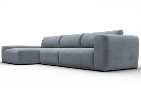 Диван угловой Лига-066 НПБ Лонг угол левый (ЛДСП,Фанера,Брус,Велюр/Серый) Лига Диванов 131228L