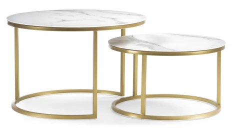 Комплект столиков Woodville Плумерия белый мрамор / золото 500008