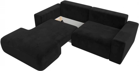 Диван угловой Лига-036 НПБ Классик левый угол (Черный/Велюр) Лига Диванов арт.121380L