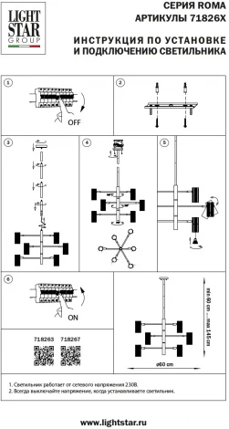 Потолочная люстра на штанге Roma 718263 (220V, круглые)