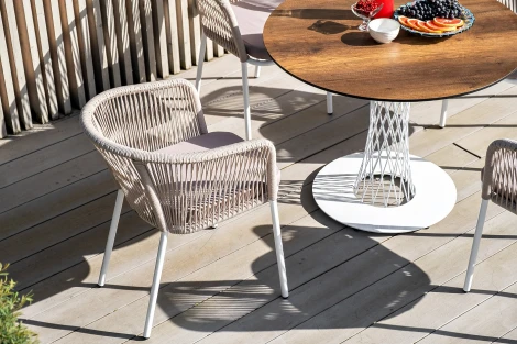 "Диего" обеденная группа на 4 персоны, круглый стол "дуб", цвет бежевый 4SIS арт.УТ-00003586