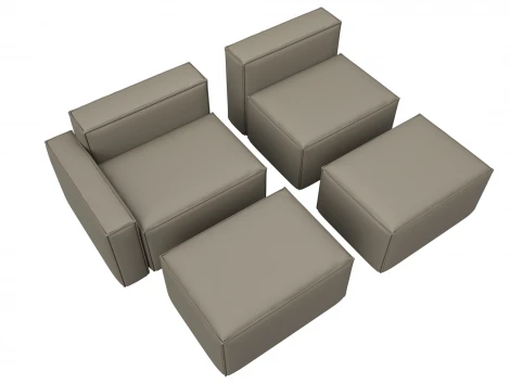 Диван угловой модульный Лига-063 угол левый (ДСП/Пластик/Экокожа/Бежевый) Лига Диванов 129788L