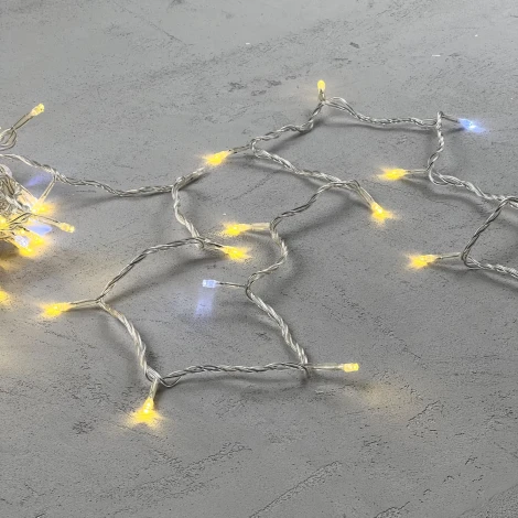 Гирлянда Нить 10м золотой с мерцанием белого диода 220В, 100 LED, провод прозрачный ПВХ, IP54 Laitcom PST100BLW-10-2GL