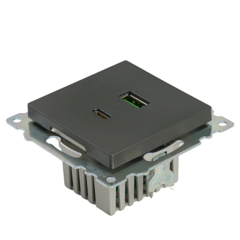 Розетка USB Type A+С (графит) Stekker Катрин 50052