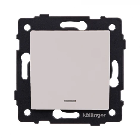 Выключатель 1-клавишный 10А/250В с LED подсветкой, кашемир матовый Kollinger REA-S-002CM для Aspekt, Eleganz, Reflex