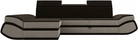 Диван угловой Лига-032 левый угол (Коричневый,Бежевый/Микровельвет) Лига Диванов арт.121654L