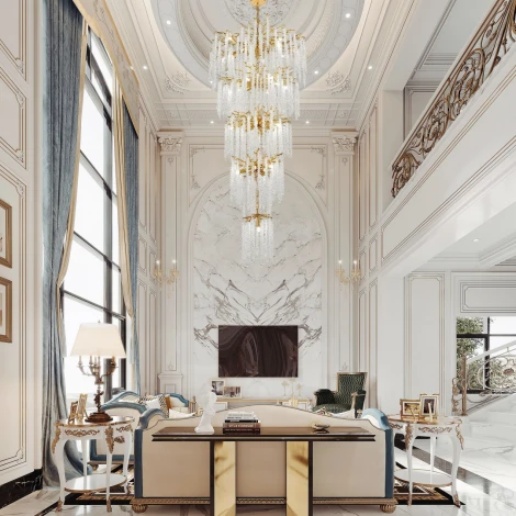 Подвесная большая люстра каскадная хрустальная Arte Milano Milano-4 23416.800-1600.28.G9.A.5D GD (220V, на цепи)