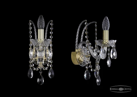 Бра Bohemia 1411 1411B/1/141/G (220V, хрусталь, подвески, подсвечник, свеча)