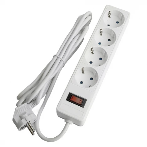 Сетевой фильтр 4-х местный с заземлением 3 метра (белый) Stekker Optima 50090