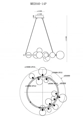 Подвесная люстра MyFar George MR2040-14P (220V)