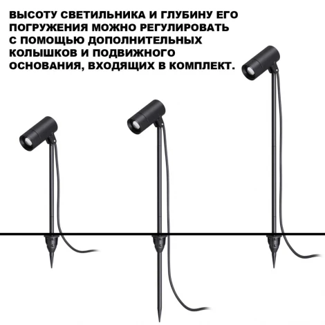 Грунтовый светильник Novotech Landscape 359713 черный с переключ. цв. температуры и мощности IP65 LED 3/6/9W 85-265V 2700К\3200К\4000К