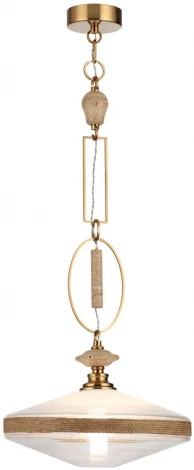 Подвесной светильник Odeon Light Krema 5441/1 сатинированн.латунь/прозрачн./металл/стекло/травертин/веревка G9 LED 6W (220V, подвески, на цепи)