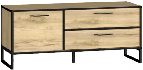 Тумба под телевизор Ивару Виртон (Металл,ЛДСП/Черный,Дуб крафт золотой) 101433