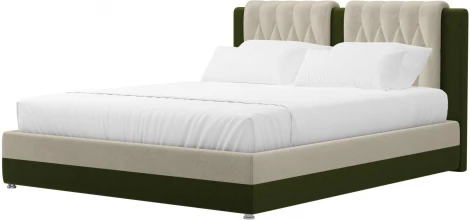 Кровать интерьерная Камилла 200 (Бежевый,Зеленый/Микровельвет) Лига Диванов арт.120660