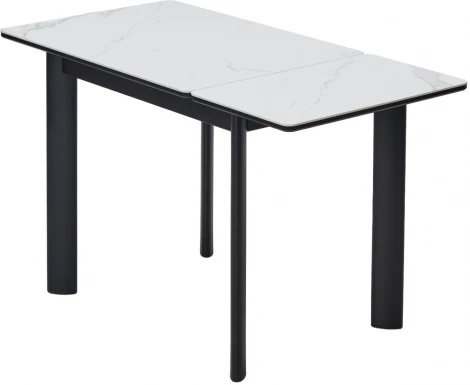 Стол ТЕТ-А-ТЕТ 90  Белый мрамор, керамика / Черный каркас М-City