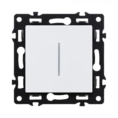 Выключатель 1-клавишный 10А/250В с LED подсветкой, белый Kollinger Asthetik AS-007WH