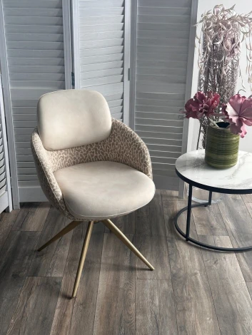 Стул ГРЕЙС (GRACE) 360 град., цвет ЛАТТЕ PENA-110 / HUNTER-120, ткань / ШАМПАНЬ каркас, ®DISAUR M-City 64842