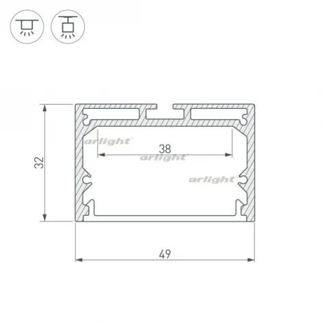 Профиль с экраном SL-LINE-4932-2500 ANOD+OPAL (Алюминий) 020465 Arlight SL-LINE