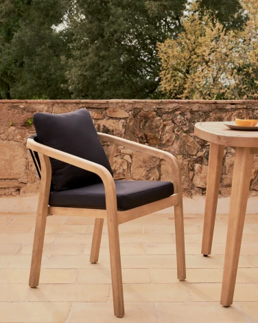 Malaret Стул из массива эвкалипта и черного шнура La Forma (ex Julia Grup) арт.157077