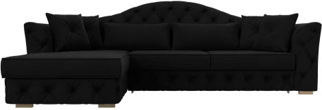 Диван угловой Артис левый угол (Черный/Микровельвет) Лига Диванов арт.121599L