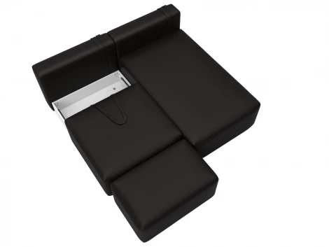 Диван угловой модульный с пуфом Лига-060 НПБ угол универсальный (ЛДСП,Брус,Фанера/Пластик/Экокожа/Коричневый) Лига Диванов 130065