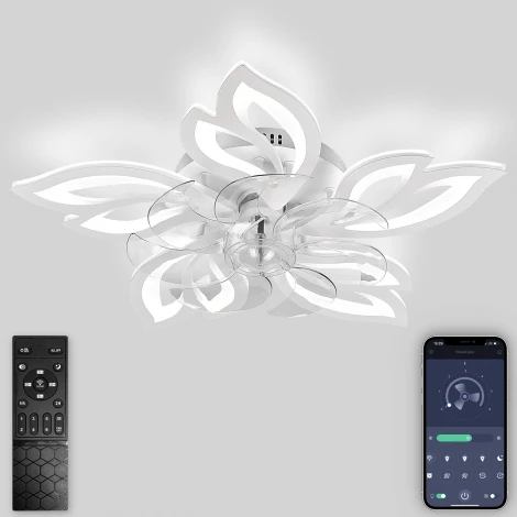 Потолочная люстра светодиодная с вентилятором Natali Kovaltseva Ledfan LED LAMPS 81488 (регулировка яркости, 220V, пульт управления, управление смартфоном)