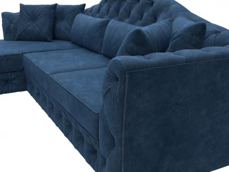 Диван угловой Артис левый угол (Брус,Рейка/Пластик/Велюр/Синий) Лига Диванов 128027L