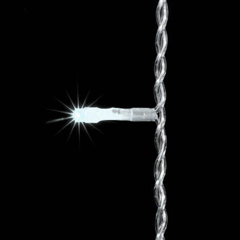 Гирлянда Нить 10м Белая с Мерцанием Белого Диода 24В, 100 LED, Провод Прозрачный ПВХ, IP54