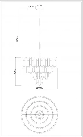 Подвесная люстра каскадная большая Rosie 3511/02 LM-8 Divinare (220V, хрусталь, на цепи)