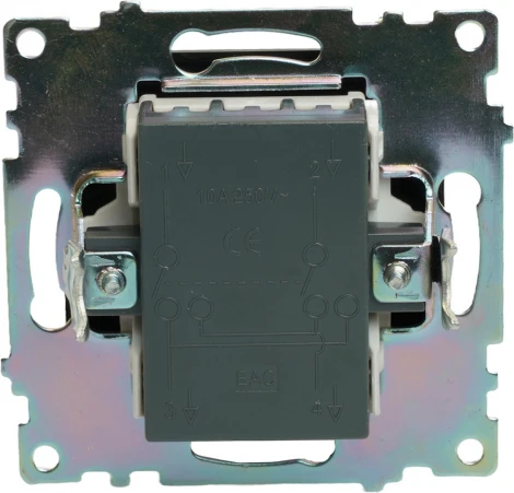 Переключатель одноклавишный перекрестный (черный) Stekker Катрин 49177