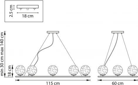 Подвесная люстра Bari 815287 (220V, на тросе, шар, шарики)