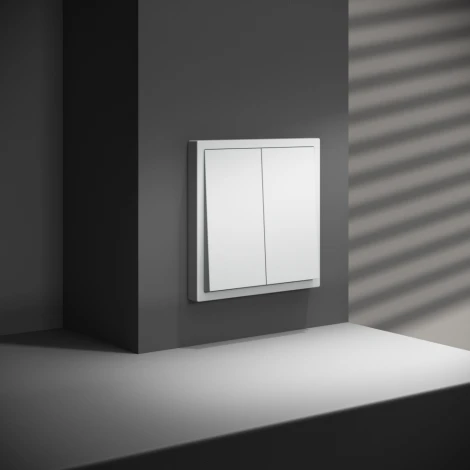 Перекрестный переключатель встраиваемый двухклавишный 10А, (белый матовый) Voltum S70 VLS020502