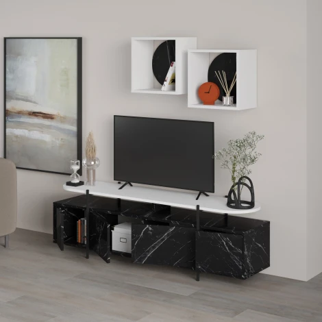ТВ тумба HANLEY TV UNIT (Дерево/Белый) LEVE