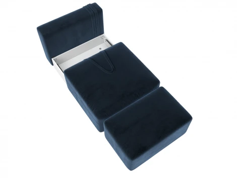 Модули диван и пуф Лига-060 НПБ (ЛДСП,Брус,Фанера,Велюр/Синий) Лига Диванов 129590