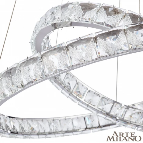Подвесной светильник Arte Milano Venezia 311311/D800-D600 NI (регулировка яркости, LED, 220V, хрусталь, пульт управления, на тросе)