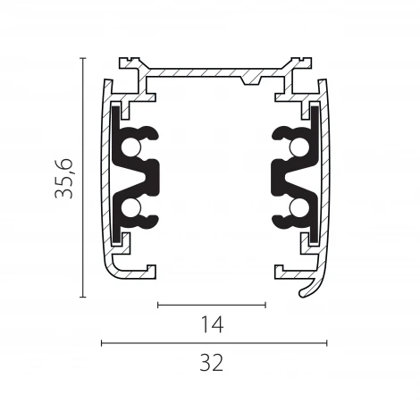 Шинопровод трехфазный накладной четырехконтактный Lightstar Quattro 504028-R 2 метра 220V стыковочными пазами (круглые медные жилы)